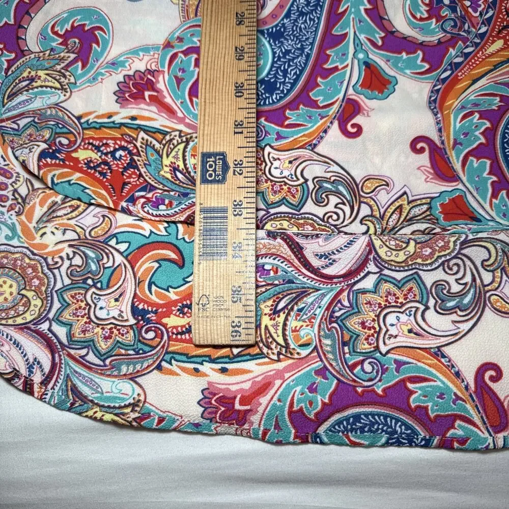 Figueroa & Flower Tunic Dress Womens XL Multicolor Paisley Boho Pocket Shirt EUC